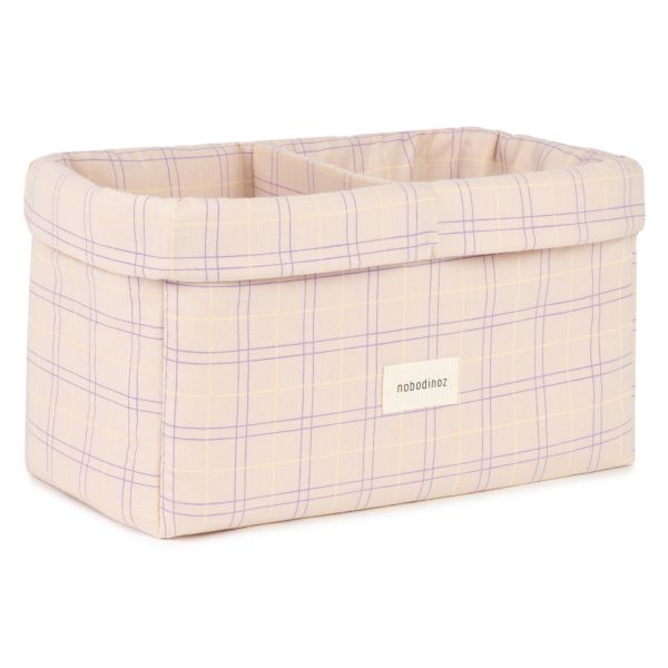 Panier de rangement double Stories Powder Mauve Checks
