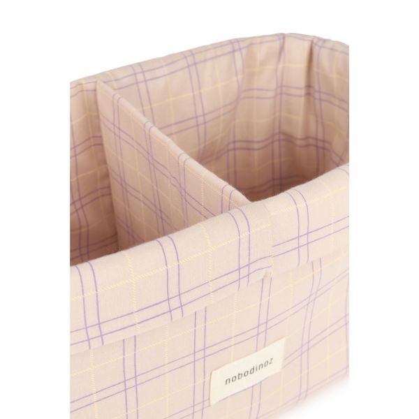Panier de rangement double Stories Powder Mauve Checks