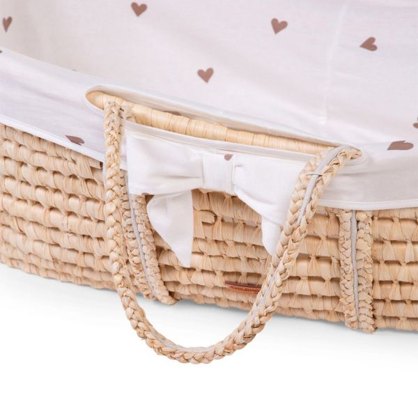 Couffin panier Moise Natural + Matelas + Habillage Jersey hearts