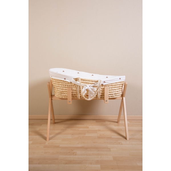 Couffin panier Moise Natural + Matelas + Habillage Jersey hearts