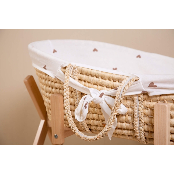 Couffin panier Moise Natural + Matelas + Habillage Jersey hearts