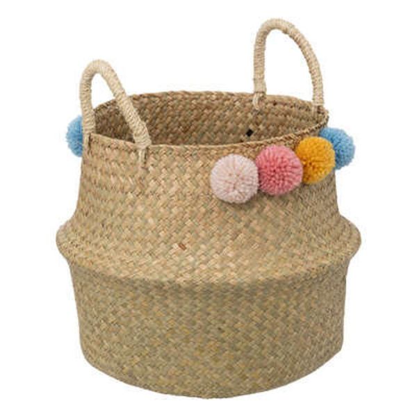 Panier de rangement pliant Roseau avec Pompons