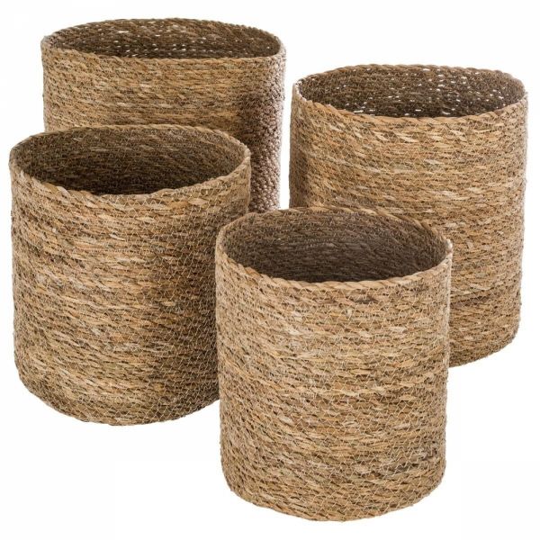 Lot de 4 paniers de rangement en roseau