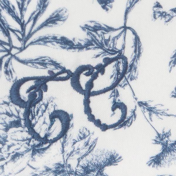 Panier de rangement bébé imprimé Toile de Jouy bleu
