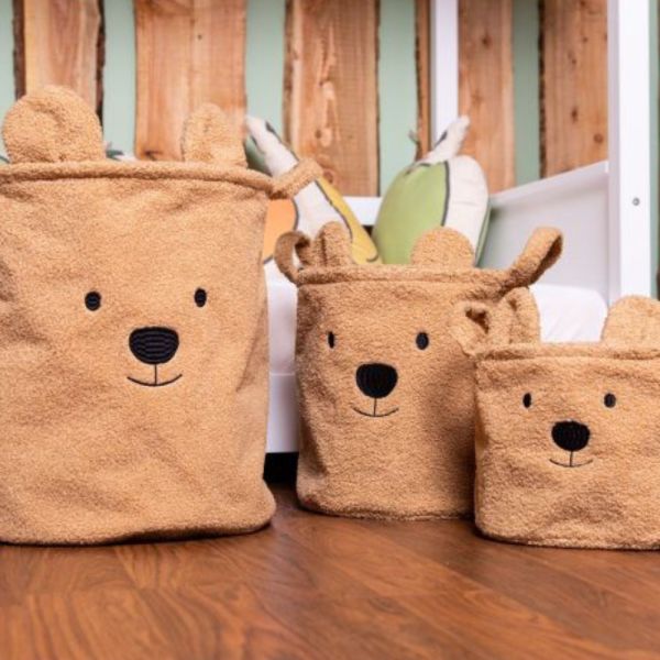 Lot de 3 paniers de rangement Teddy beige