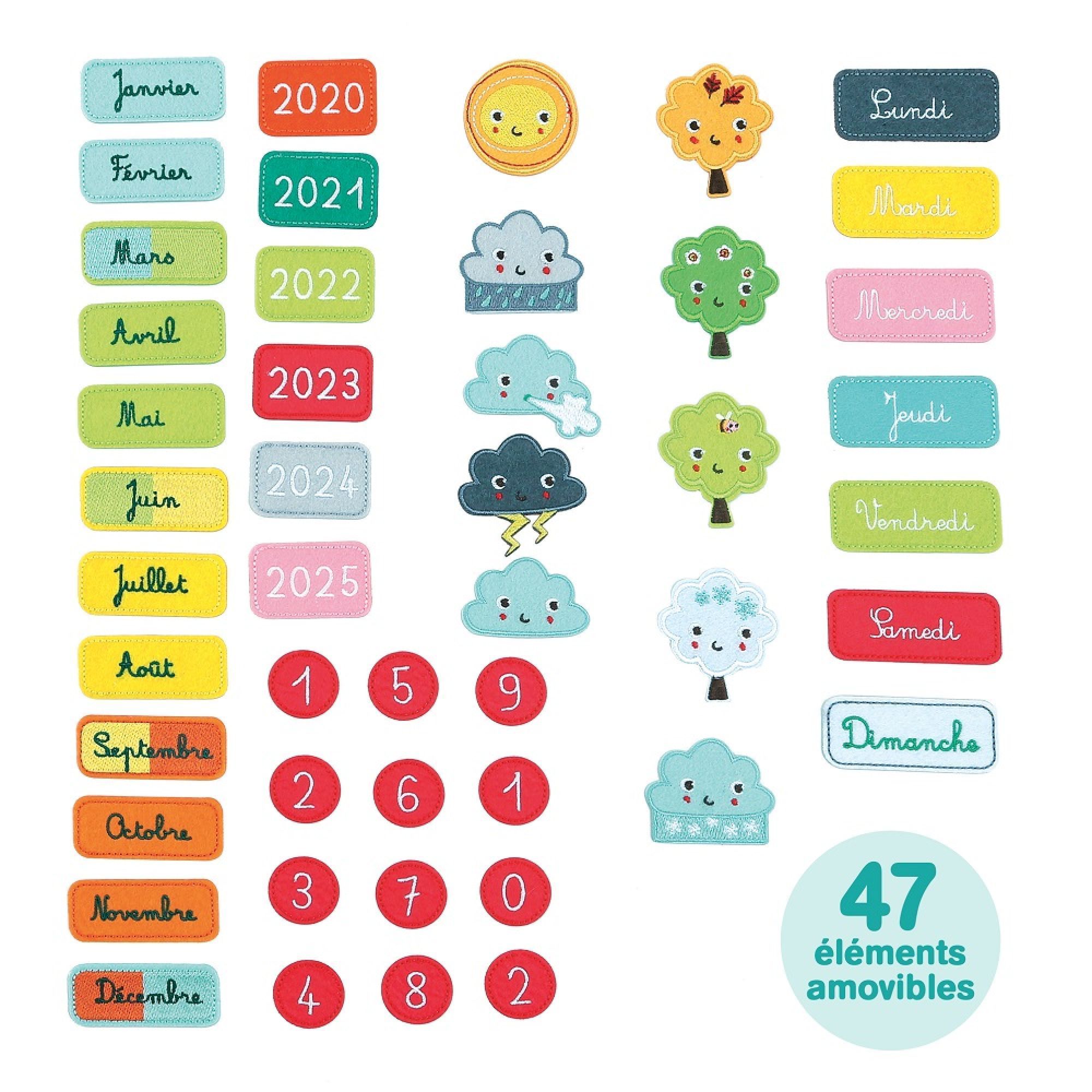 Calendrier scolaire 2020-2021 panneau cartonné multicouleurs