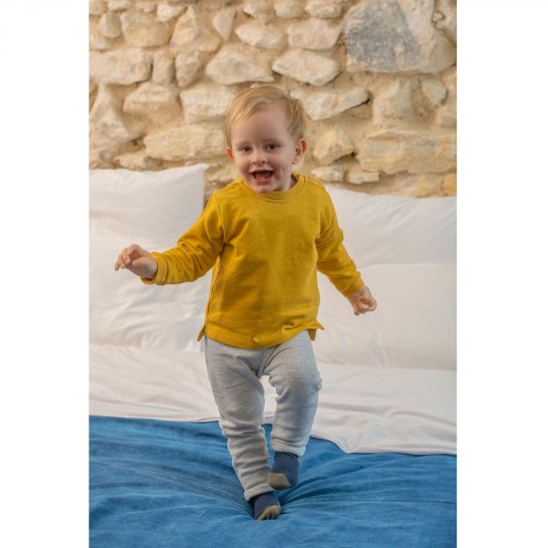 Pantalon legpants micro nid d'abeille gris chiné - 24 mois