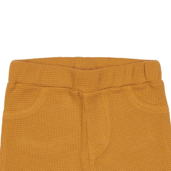 Pantalon legpants micro nid d'abeille moutarde - 24 mois