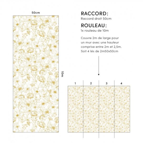 Papier peint Botany / Motif fleurs (50cm x 10m)