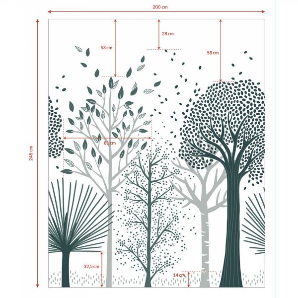 Papier peint M.Fox / Arbres bleus (2m x 2,48m)