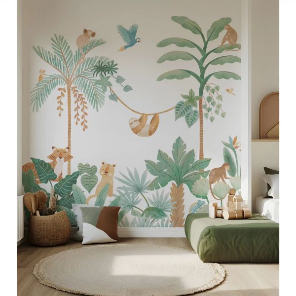 Papier peint panoramique Aventure dans la jungle (4 m x 3 m)