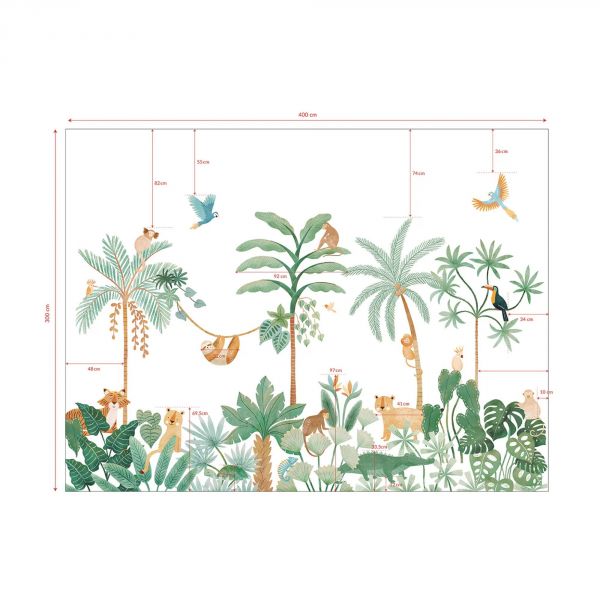 Papier peint panoramique Aventure dans la jungle (4 m x 3 m)