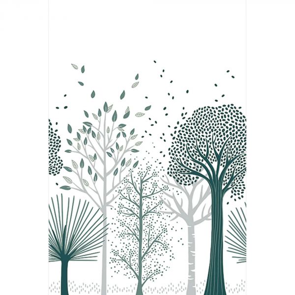 Papier peint panoramique M. Fox / Forêt bleu (2 m x 3 m)