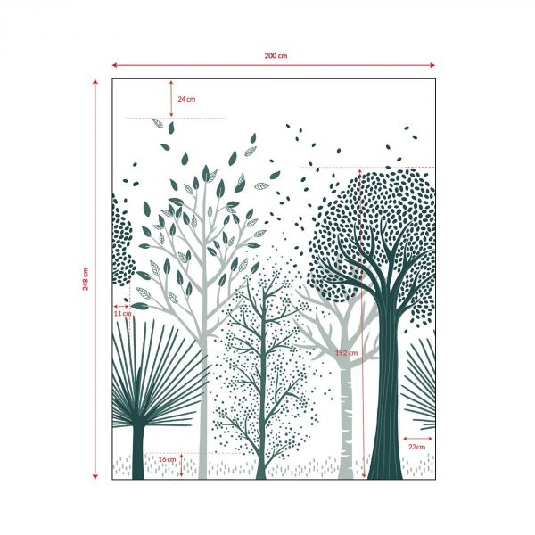 Papier peint panoramique M. Fox / Forêt bleu (2 m x 3 m)