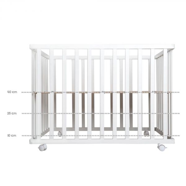 Parc bébé 75 x 100 cm bois blanc et tapis de parc gris