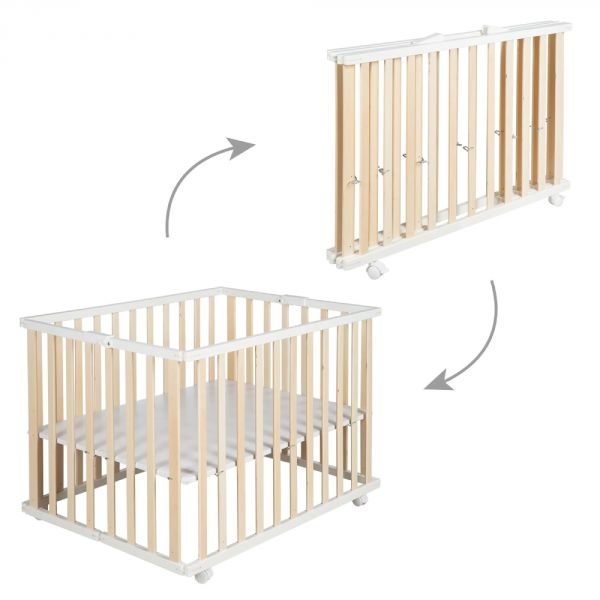 Parc bébé pliable 74 x 100 cm naturel