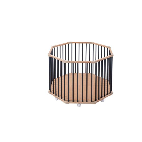 Parc octogonal bébé en bois Basile Hybride anthracite