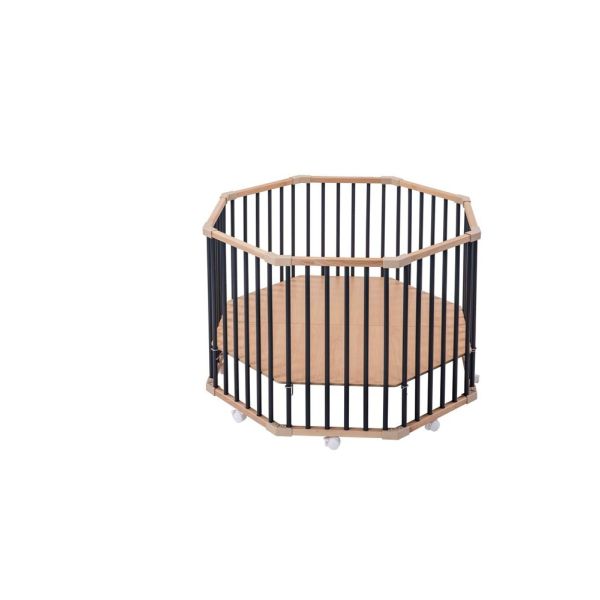 Parc octogonal bébé en bois Basile Hybride anthracite
