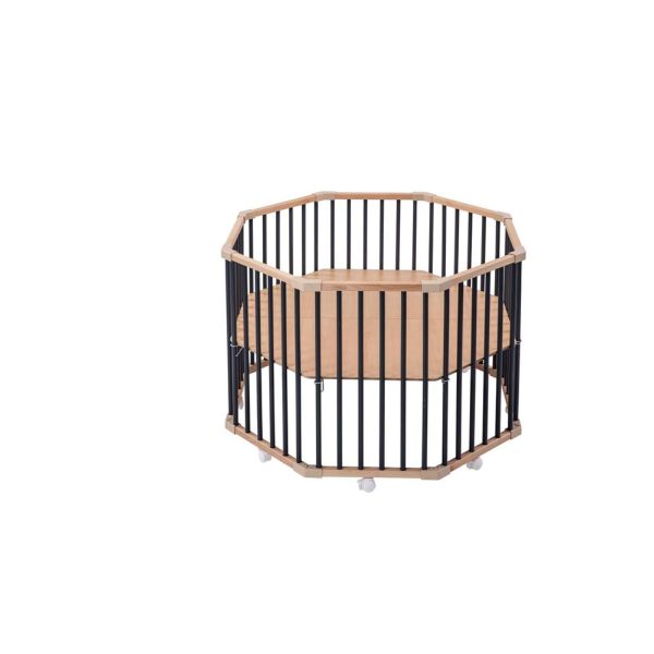 Parc octogonal bébé en bois Basile Hybride anthracite