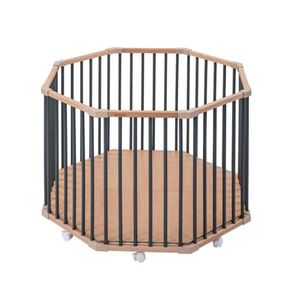 Parc octogonal bébé en bois Basile Hybride kaki
