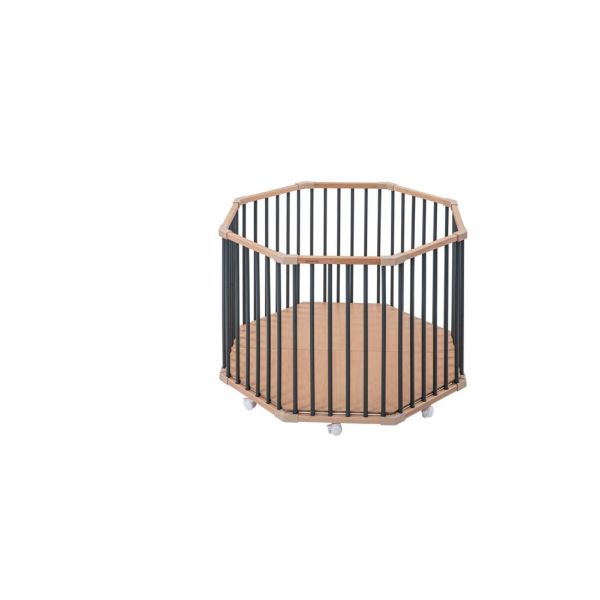 Parc octogonal bébé en bois Basile Hybride kaki