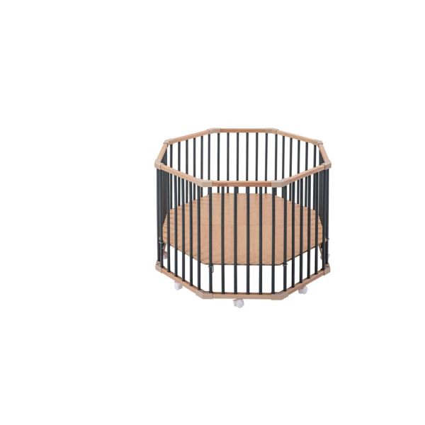 Parc octogonal bébé en bois Basile Hybride kaki