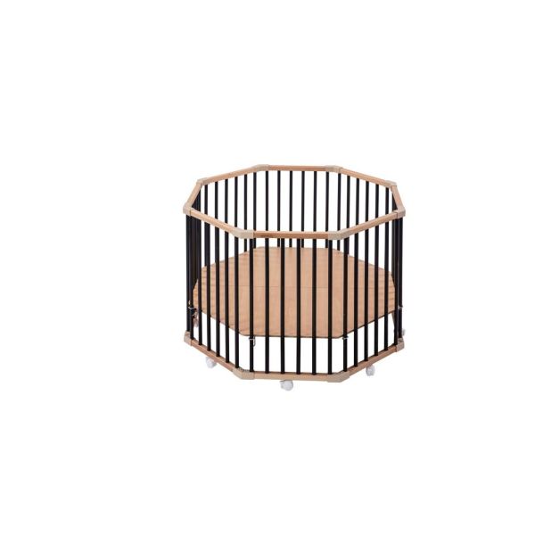 Parc octogonal bébé en bois Basile Hybride noir