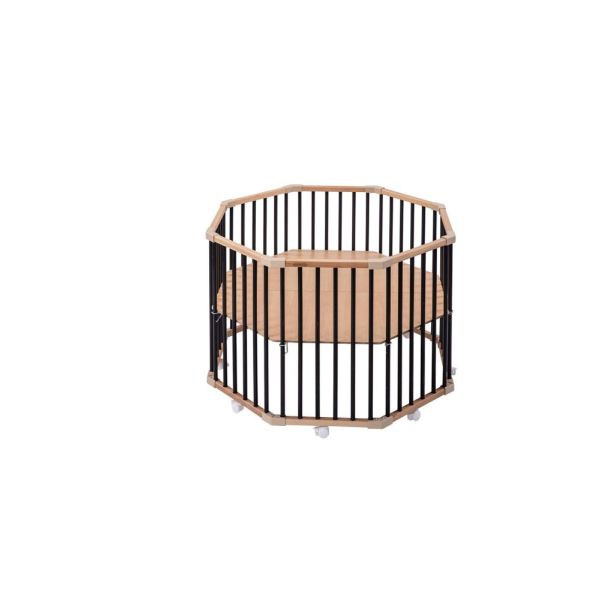 Parc octogonal bébé en bois Basile Hybride noir