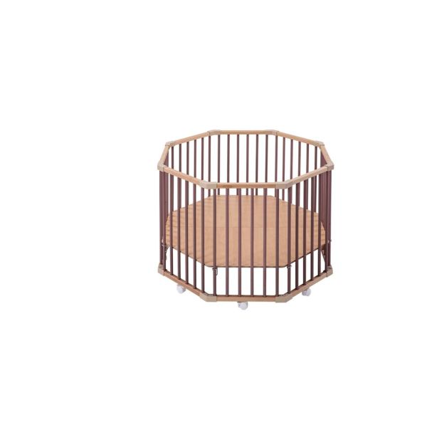 Parc octogonal bébé en bois Basile Hybride vieux rose
