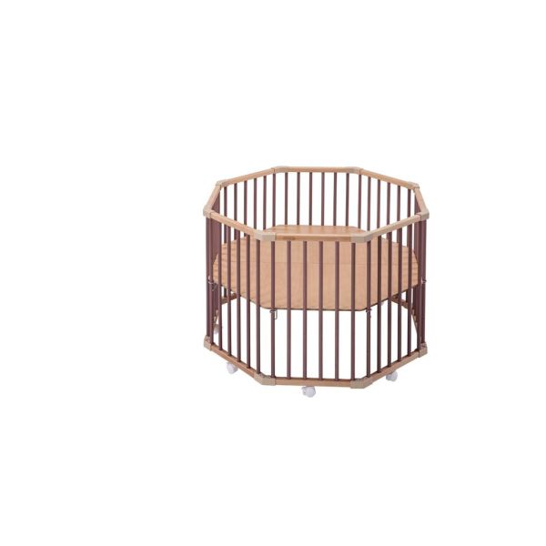 Parc octogonal bébé en bois Basile Hybride vieux rose