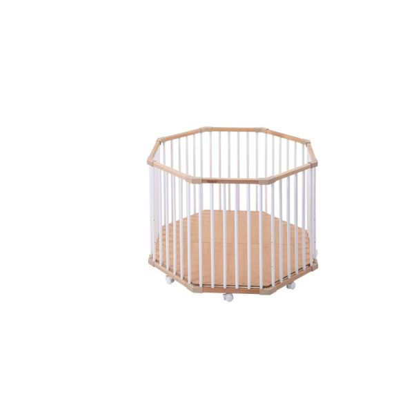 Parc octogonal bébé en bois Basile Hybride blanc