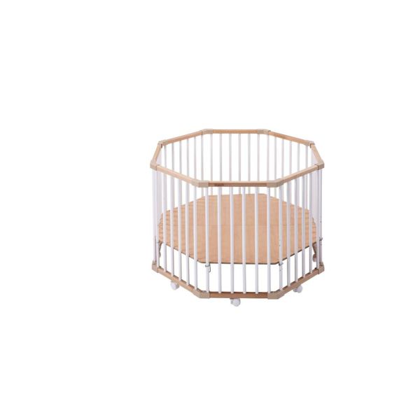 Parc octogonal bébé en bois Basile Hybride blanc