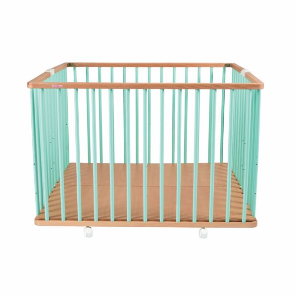 Grand parc de jeux pour enfant bébé à barreaux pliable, Bois naturel