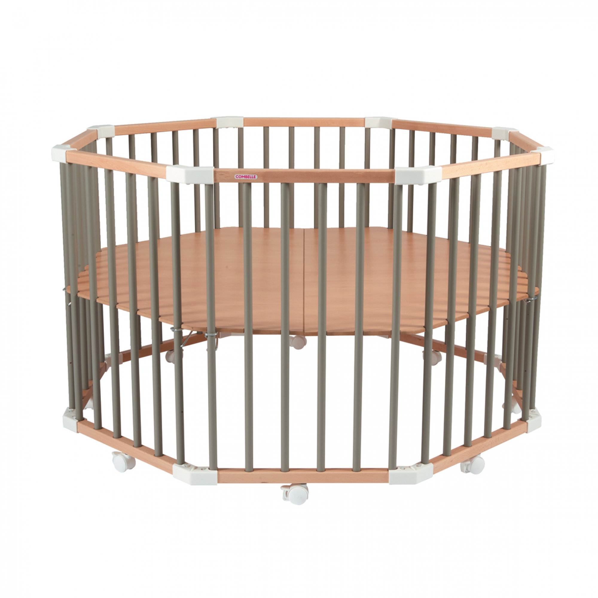 Combelle Parc Bebe Bois Rond Florian Ii Hybride Gris Made In Bebe