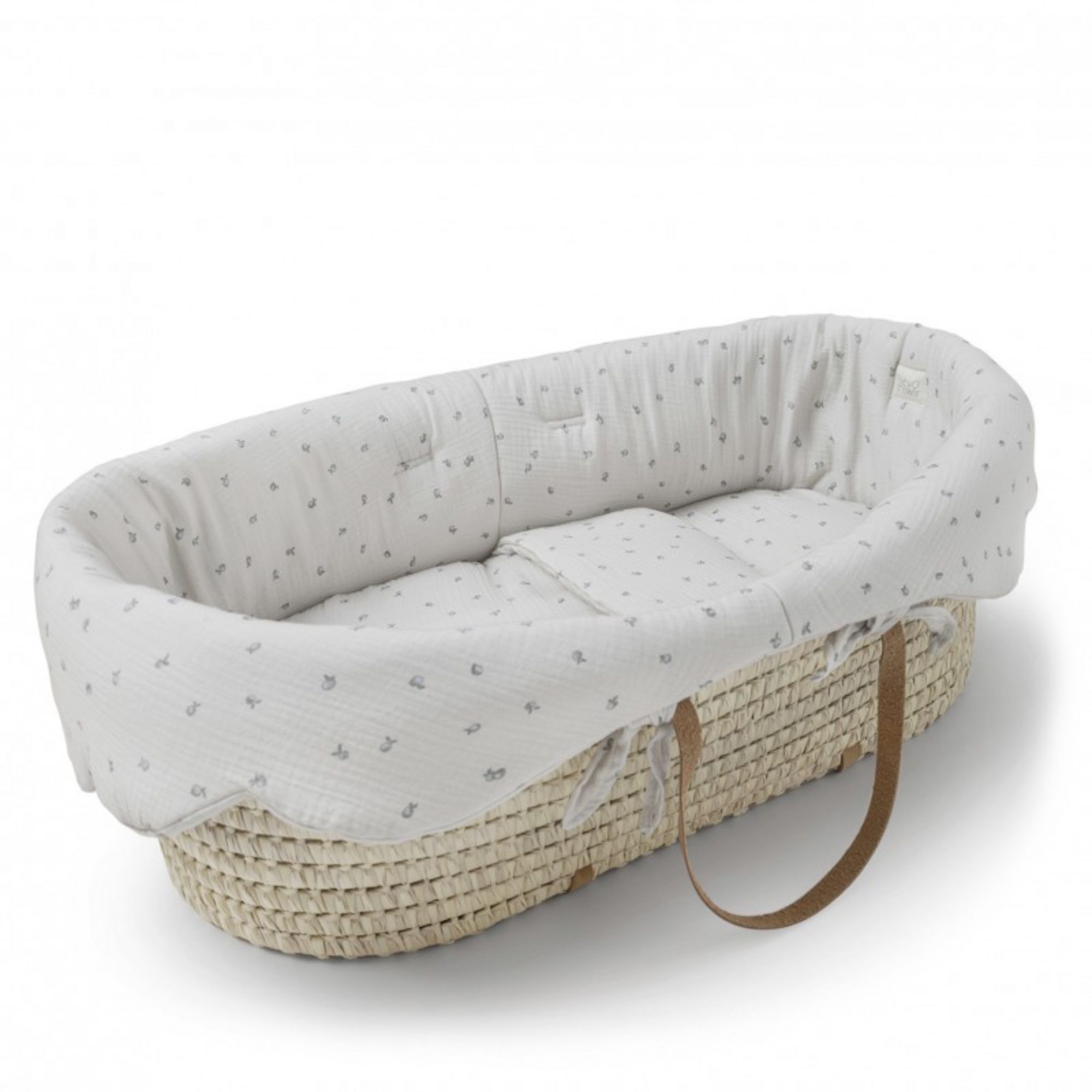Soho Baby Parure De Lit Popcorn Dimple Pour Couffin Osier – Fabriquée Au Royaume-Uni – Gris (Panier Non Inclus)
