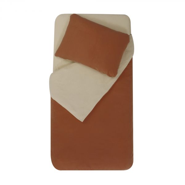 Parure housse de couette + taie d'oreiller 75x120 / 35x45 cm Sable / Tomette