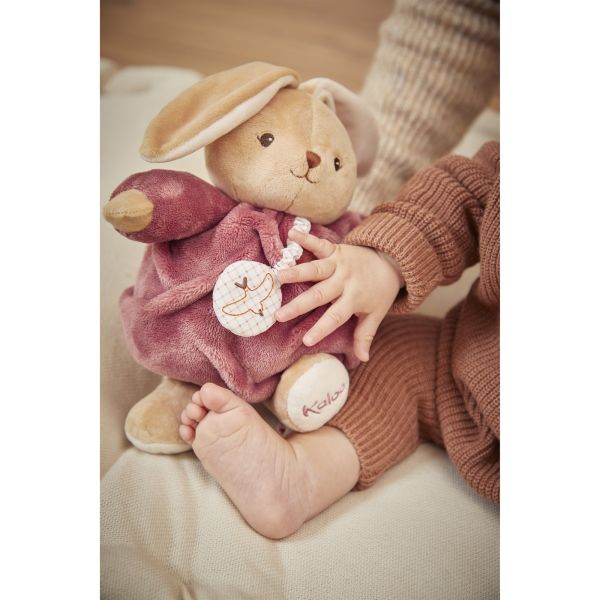 Peluche lapin Patapouf musical 17 cm Bordeaux