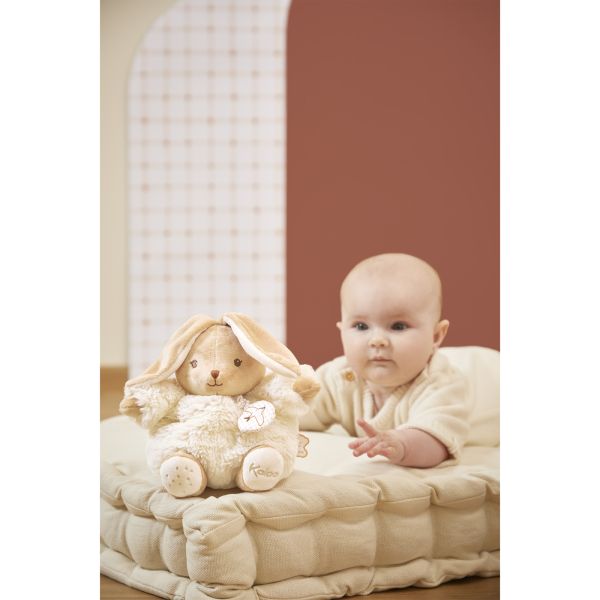 Peluche lapin Patapouf musical 17 cm Crème