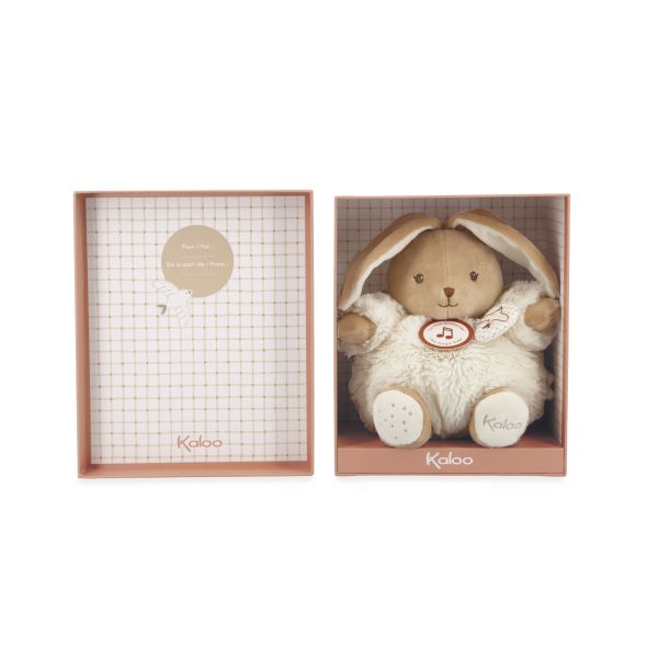 Peluche lapin Patapouf musical 17 cm Crème