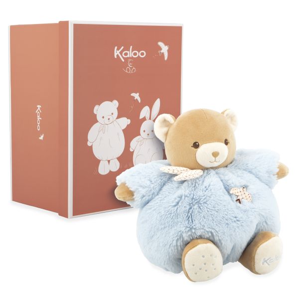Peluche ours Patapouf 25 cm Bleu