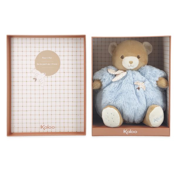 Peluche ours Patapouf 25 cm Bleu