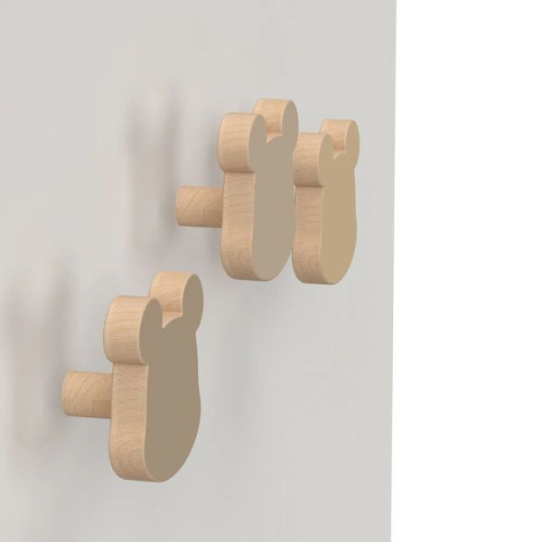 Lot de 3 patères enfant Ours en bois