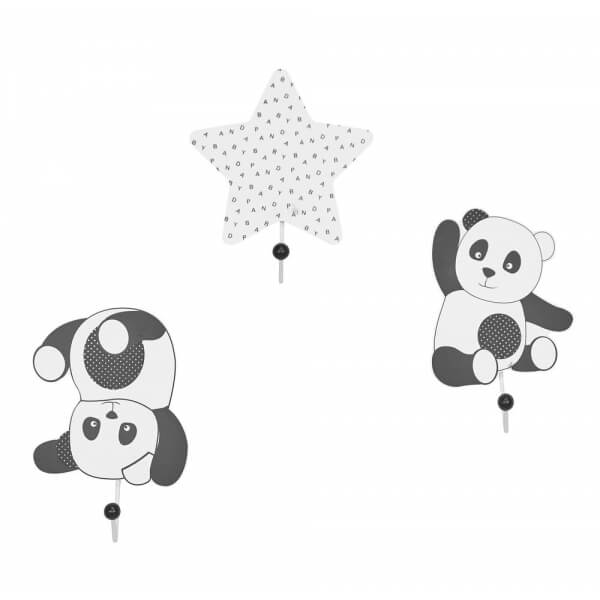 Lot de 3 patères Panda Chao Chao