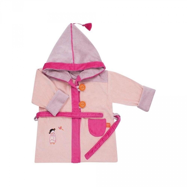 Peignoir enfant Tonkinoise rose personnalisable