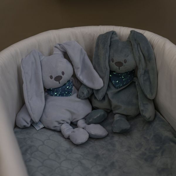 Peluche Lapidou avec bandana phosphorescente Glow bleu pastel 36 cm