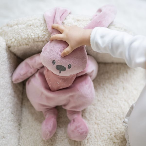 Peluche Lapidou avec bandana phosphorescent Glow vieux rose 36 cm