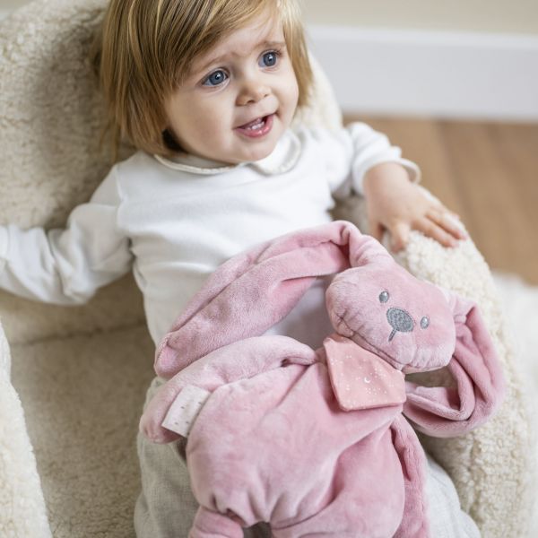 Peluche Lapidou avec bandana phosphorescent Glow vieux rose 36 cm