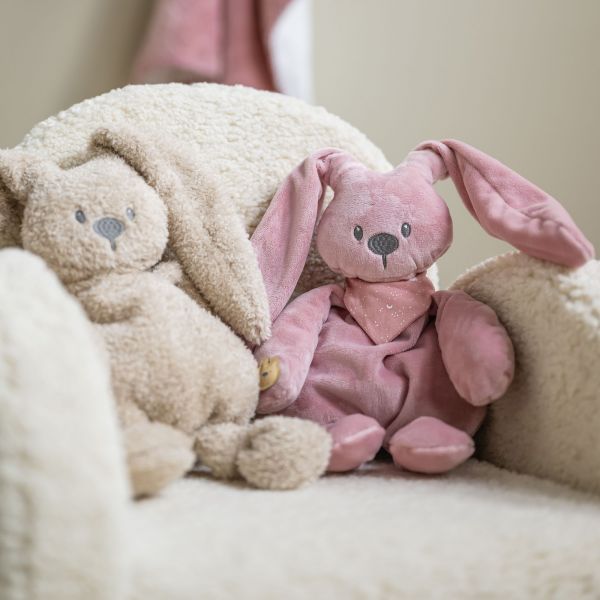 Peluche Lapidou avec bandana phosphorescent Glow vieux rose 36 cm