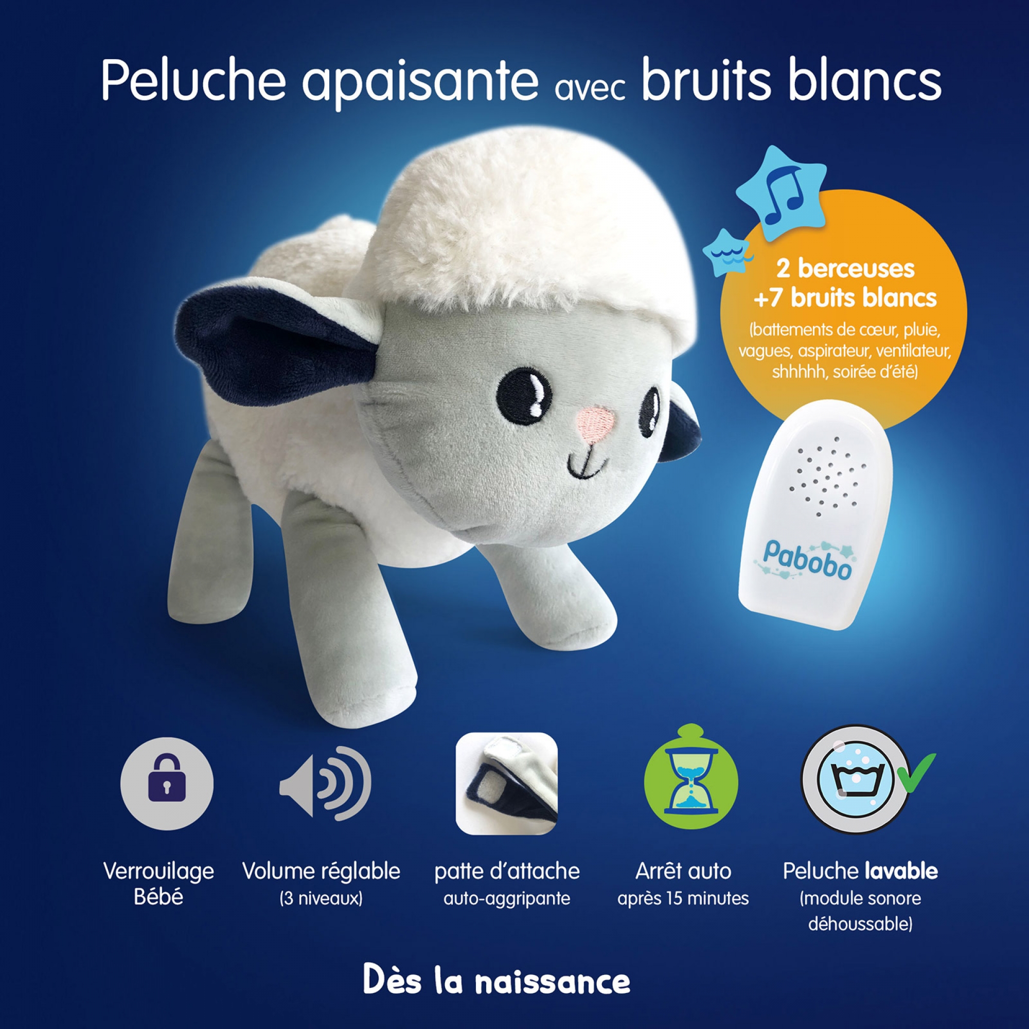 Pabobo Peluche Bruit Blanc Milo Le Mouton Made In Bebe