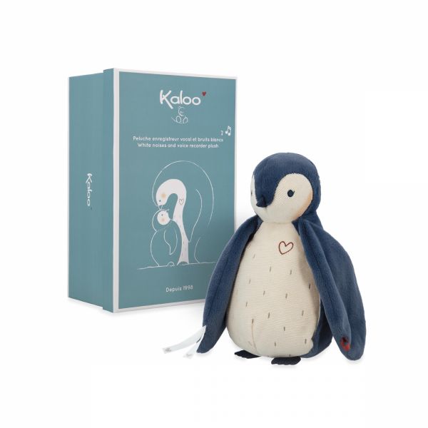 Peluche pingouin enregistreuse et bruits blanc bleu